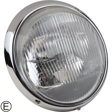 Headlight with chrome rim, OE quality, with E-mark. For RHD