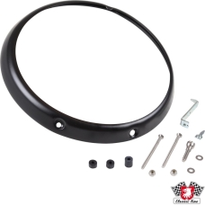 Headlight rim, 3 holes, black. With mounting parts