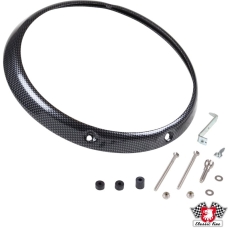 Headlight rim, 3 holes, carbon look, With mounting parts