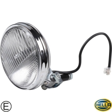 Fog light, Hella 118, with clear glass and bulb, chrome, left/right. With E-marl