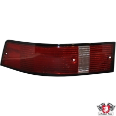 Lens for tail light with black rim, red/clear/red, US-version, left, with E-mark