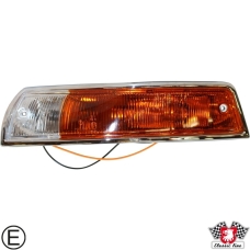 Indicator, front, complete with housing and rubber seal, EU version, clear/orange, with E-mark, left