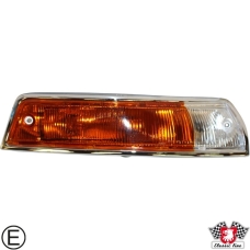 Indicator, front, complete with housing and rubber seal, EU version, clear/orange, with E-mark, right