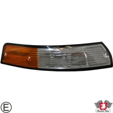 Lens for indicator with black rim, front, US version, clear/orange, right, with E-mark