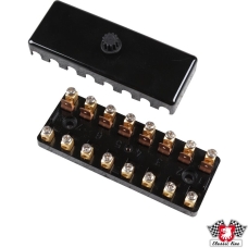 Fuse box with cover, bakelite, black, for 8 fuses