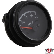 Voltmeter gauge, 8-16 Volt, black face, VDO style