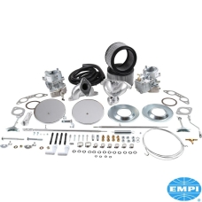Dual carburettor kit, dual port. Brosol/Solex 40 mm carburettors, with cast manifolds and chrome top air cleaners with wa...