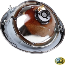 Headlight with chrome rim, with E-mark