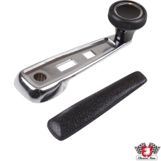 Window winder handle, chrome with black cover