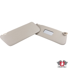 Sun visor set with mirror in passenger side, perforated, cream