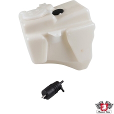 Window washer reservoir with cap and pump